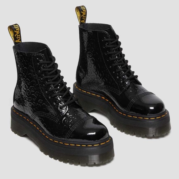 Dr. Martens Shoes - NWT Dr. Martens Sinclair Leopard Embossed  Leather Platform Boots Black